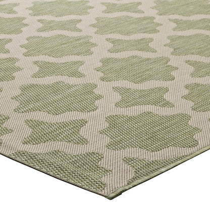 Cerelia Moroccan Trellis 5x8 Indoor and Outdoor Area Rug, Fabric, Multi Green 14929