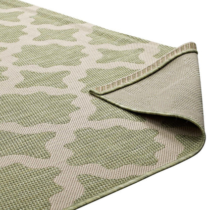 Cerelia Moroccan Trellis 5x8 Indoor and Outdoor Area Rug, Fabric, Multi Green 14929