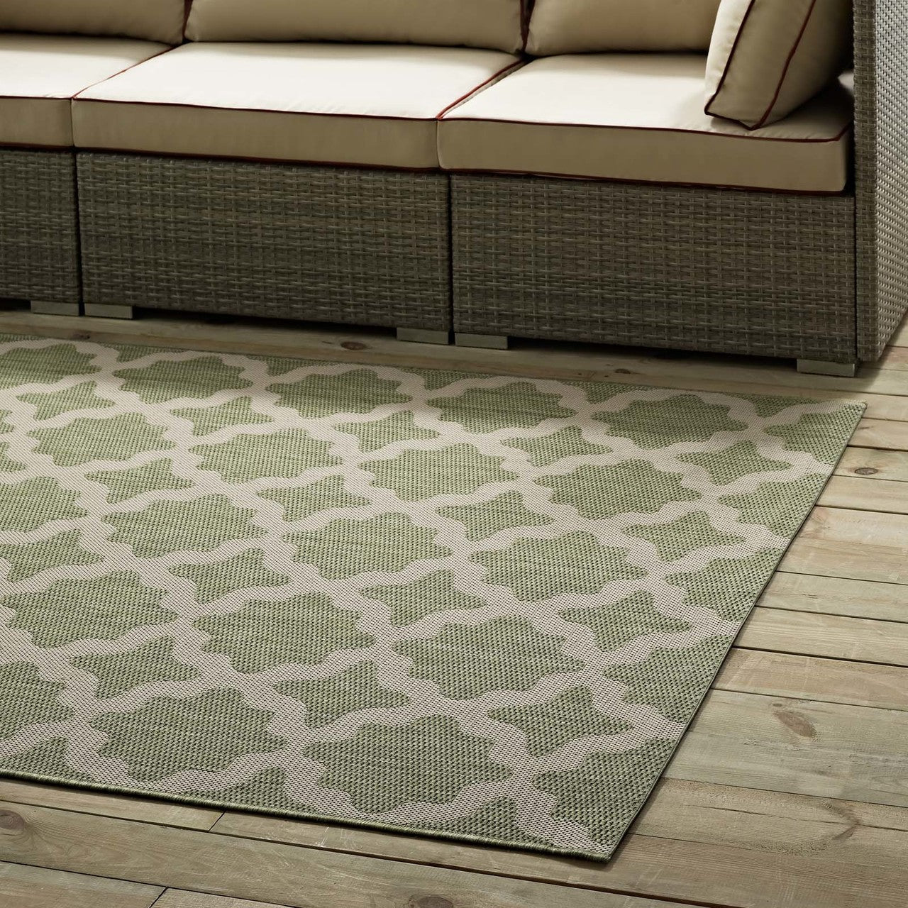 Cerelia Moroccan Trellis 8x10 Indoor and Outdoor Area Rug, Fabric, Multi Green 14930