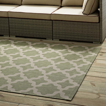 Cerelia Moroccan Trellis 8x10 Indoor and Outdoor Area Rug, Fabric, Multi Green 14930