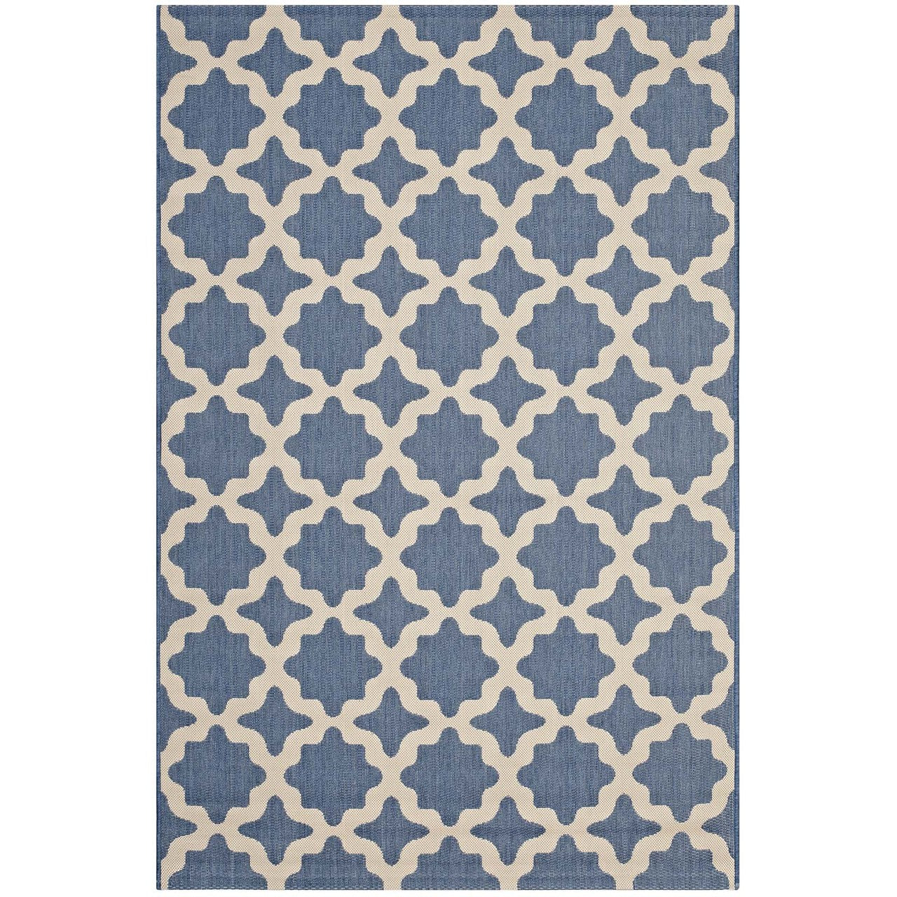 Cerelia Moroccan Trellis 8x10 Indoor and Outdoor Area Rug, Fabric, Multi Blue 14932