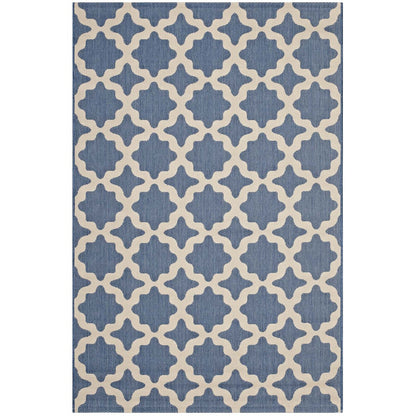 Cerelia Moroccan Trellis 8x10 Indoor and Outdoor Area Rug, Fabric, Multi Blue 14932