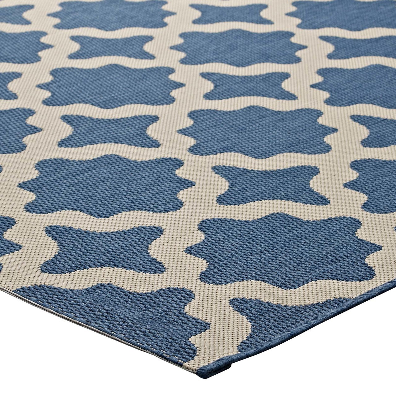 Cerelia Moroccan Trellis 8x10 Indoor and Outdoor Area Rug, Fabric, Multi Blue 14932