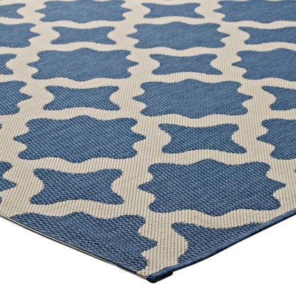 Cerelia Moroccan Trellis 8x10 Indoor and Outdoor Area Rug, Fabric, Multi Blue 14932