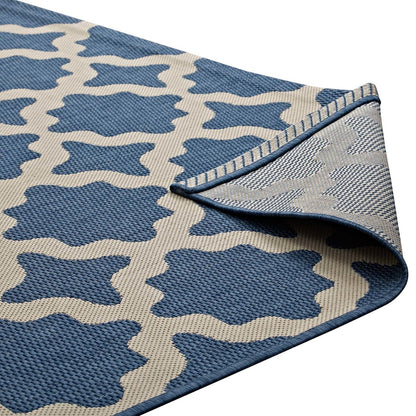 Cerelia Moroccan Trellis 8x10 Indoor and Outdoor Area Rug, Fabric, Multi Blue 14932