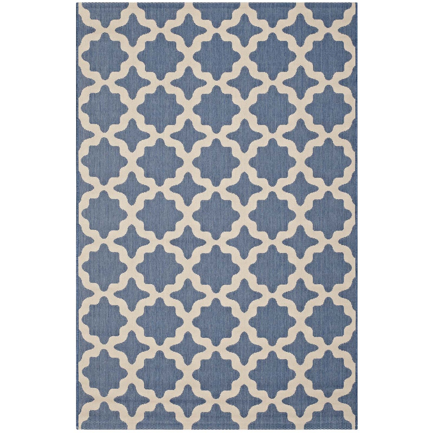 Cerelia Moroccan Trellis 9x12 Indoor and Outdoor Area Rug, Blue Beige, 23096