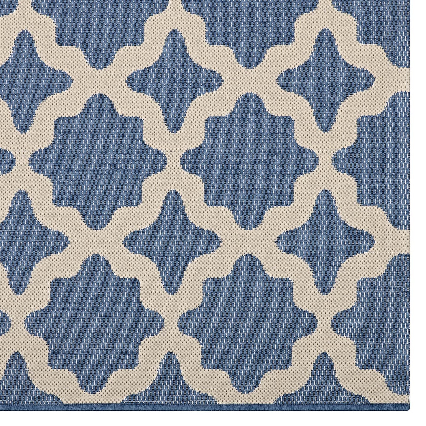 Cerelia Moroccan Trellis 9x12 Indoor and Outdoor Area Rug, Blue Beige, 23096