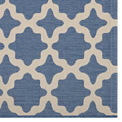 Cerelia Moroccan Trellis 9x12 Indoor and Outdoor Area Rug, Blue Beige, 23096