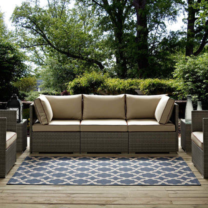 Cerelia Moroccan Trellis 9x12 Indoor and Outdoor Area Rug, Blue Beige, 23096
