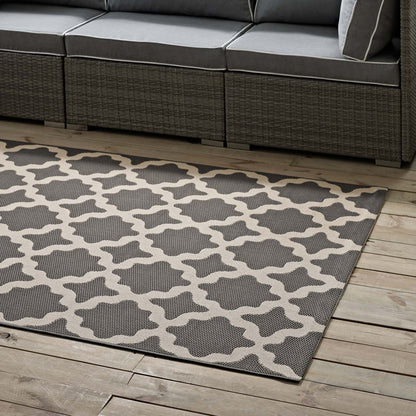 Cerelia Moroccan Trellis 4x6 Indoor and Outdoor Area Rug, Grey Gray and Beige, 23097
