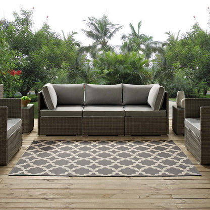 Cerelia Moroccan Trellis 4x6 Indoor and Outdoor Area Rug, Grey Gray and Beige, 23097