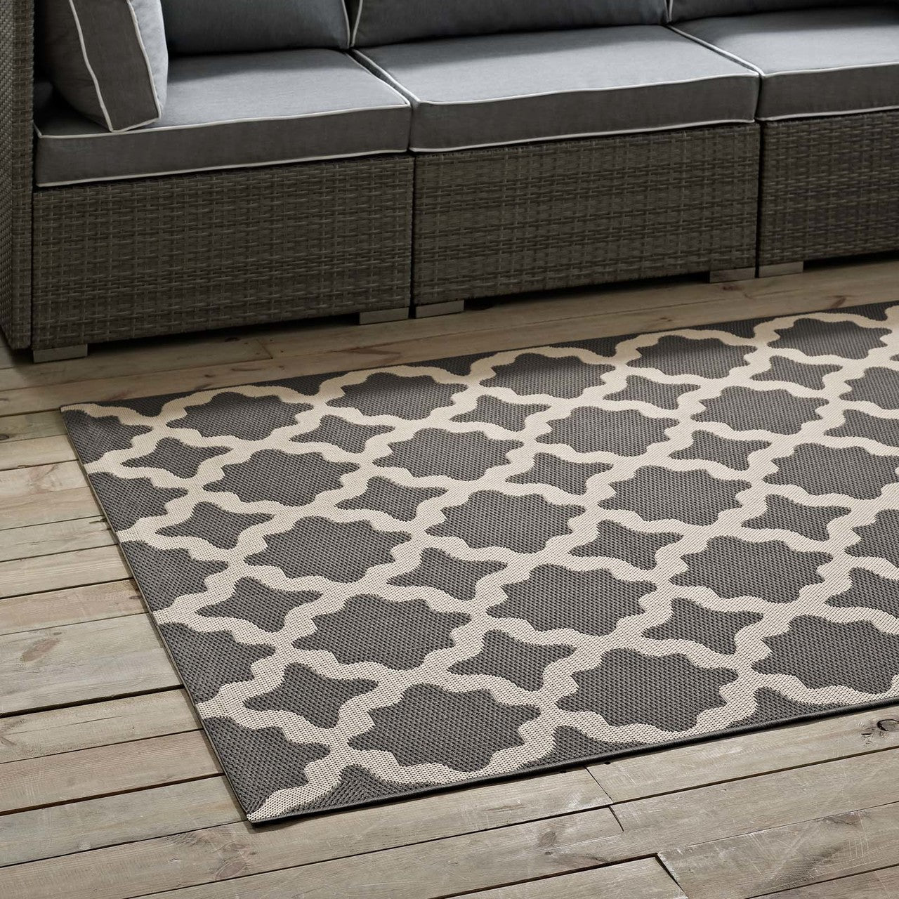 Cerelia Moroccan Trellis 5x8 Indoor and Outdoor Area Rug, Fabric, Multi Grey Gray 14933