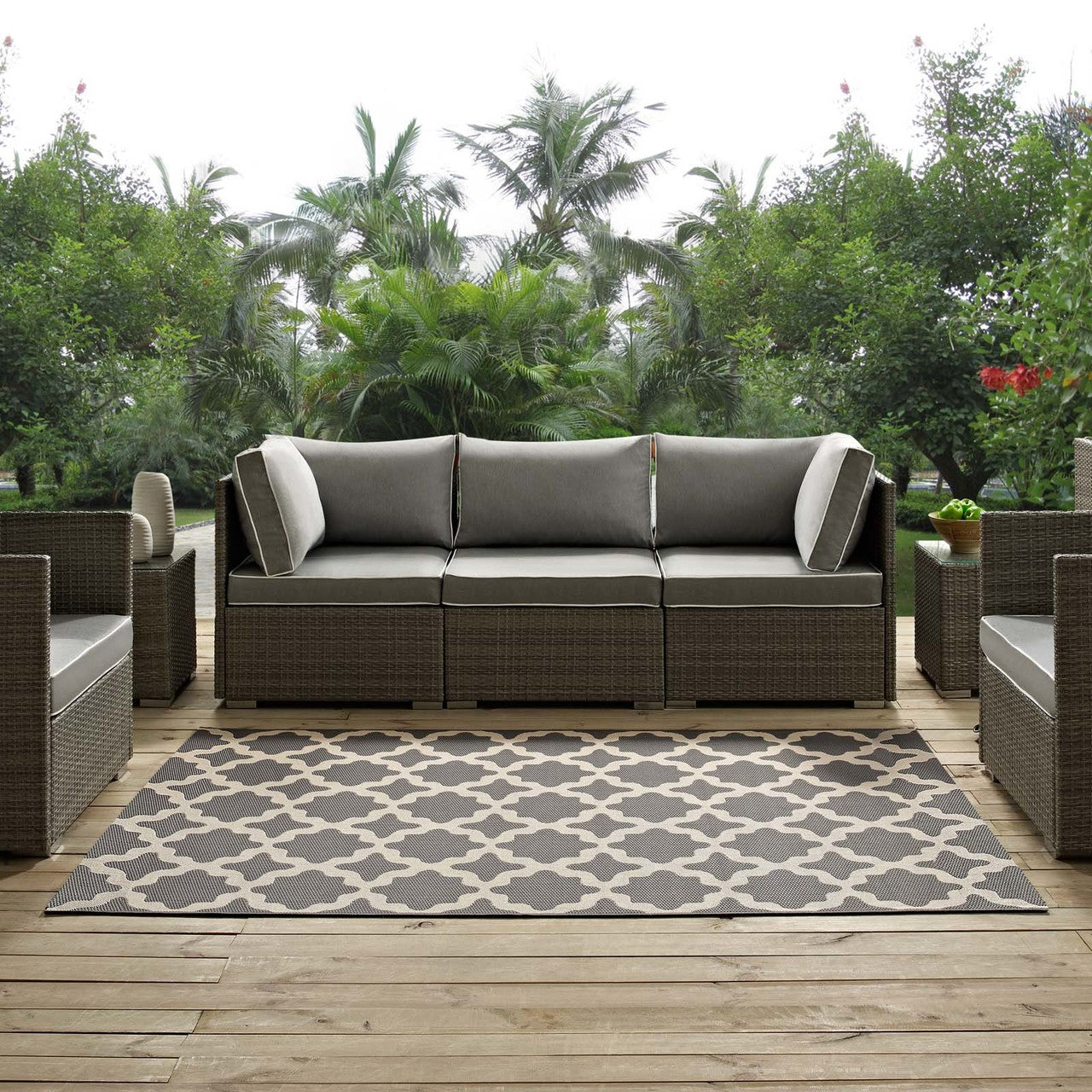 Cerelia Moroccan Trellis 5x8 Indoor and Outdoor Area Rug, Fabric, Multi Grey Gray 14933