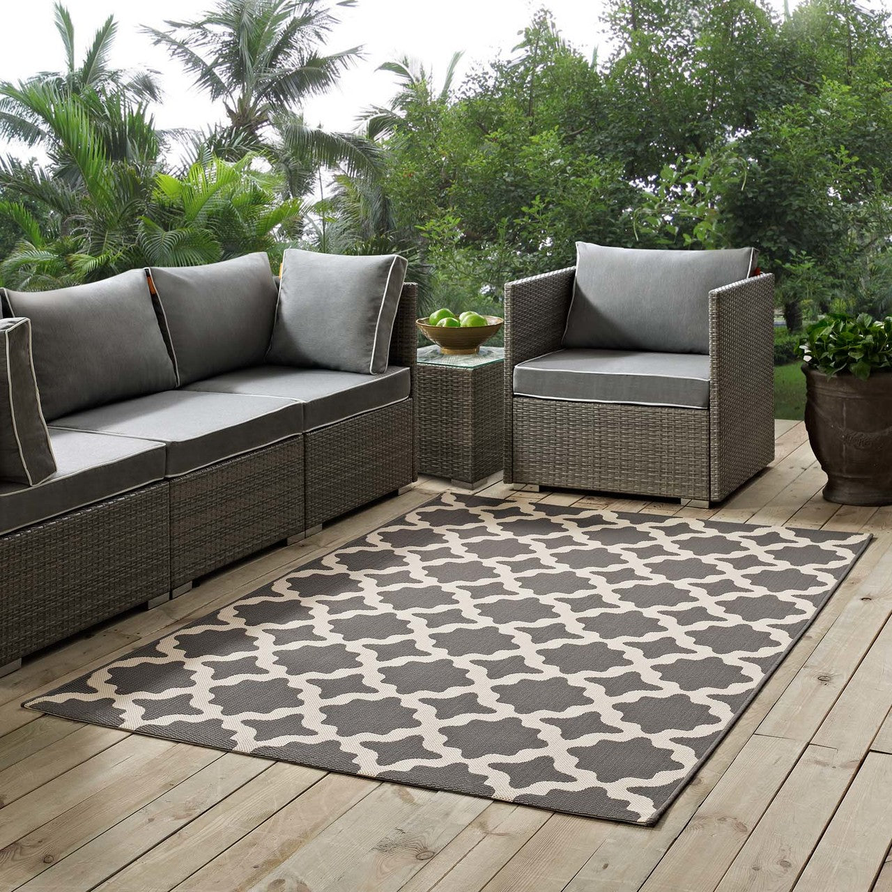 Cerelia Moroccan Trellis 8x10 Indoor and Outdoor Area Rug, Fabric, Multi Grey Gray 14934