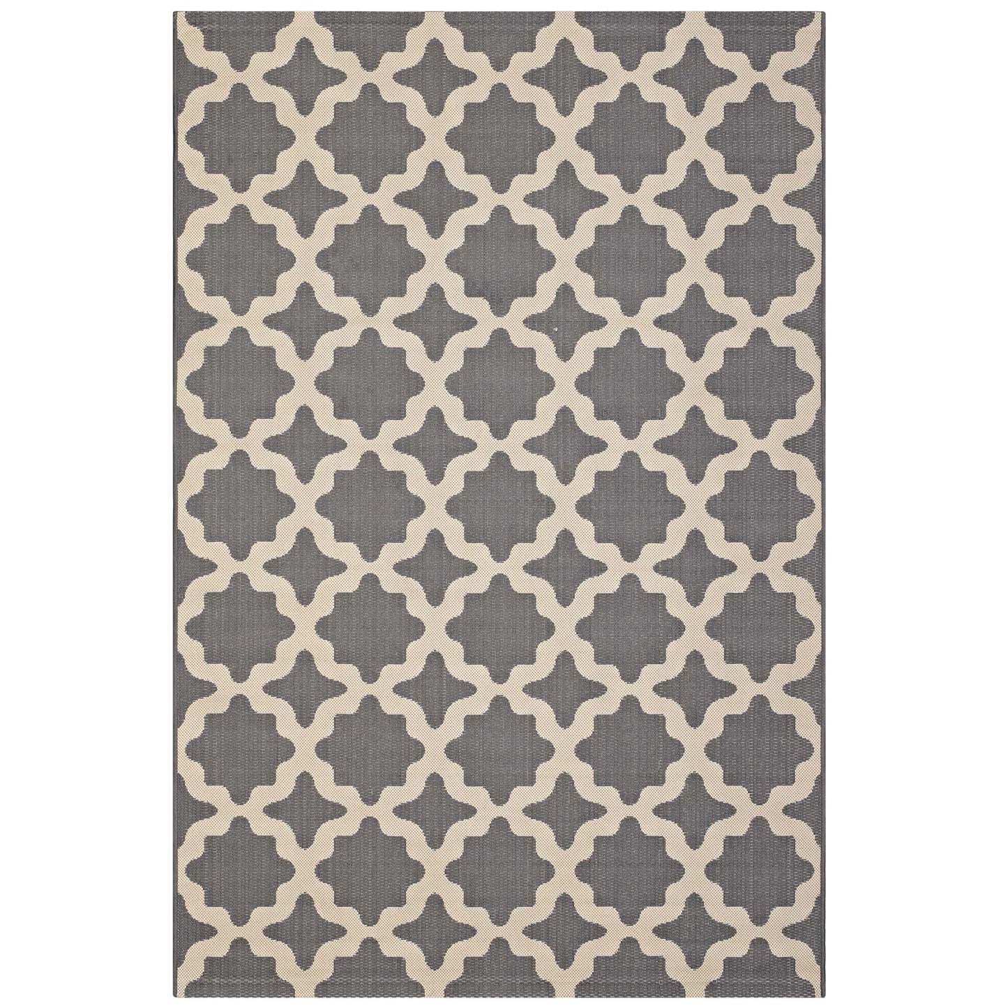 Cerelia Moroccan Trellis 9x12 Indoor and Outdoor Area Rug, Grey Gray and Beige, 23098