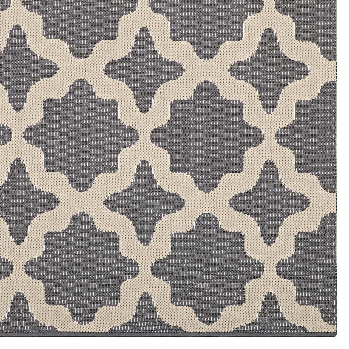 Cerelia Moroccan Trellis 9x12 Indoor and Outdoor Area Rug, Grey Gray and Beige, 23098