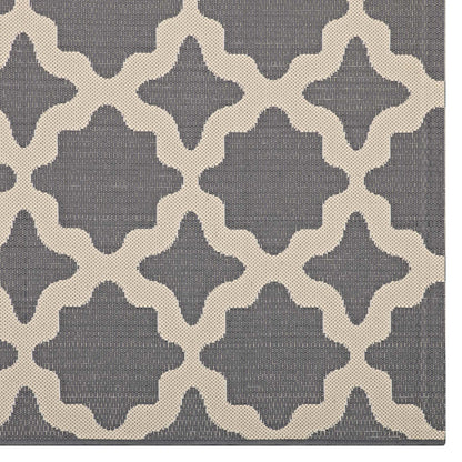 Cerelia Moroccan Trellis 9x12 Indoor and Outdoor Area Rug, Grey Gray and Beige, 23098