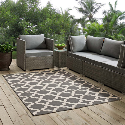 Cerelia Moroccan Trellis 9x12 Indoor and Outdoor Area Rug, Grey Gray and Beige, 23098