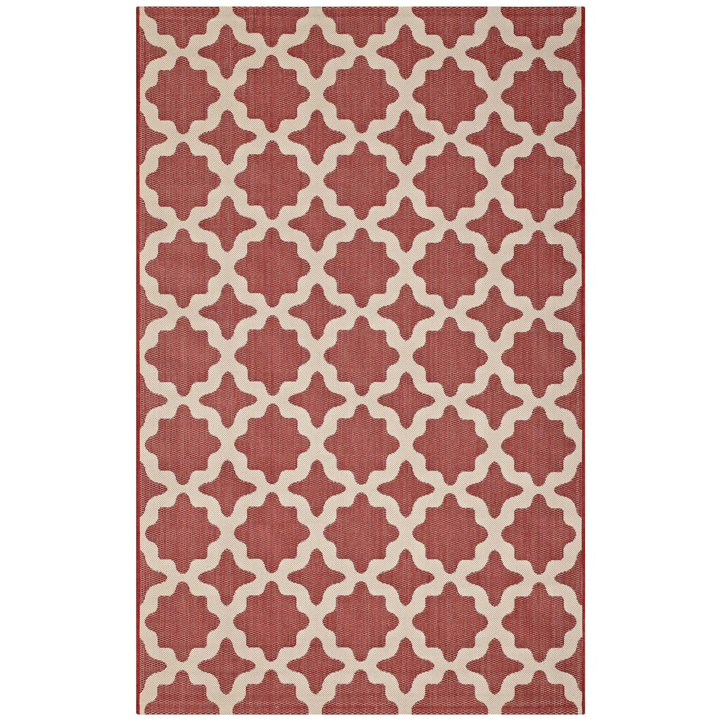 Cerelia Moroccan Trellis 4x6 Indoor and Outdoor Area Rug, Red Beige, 23099