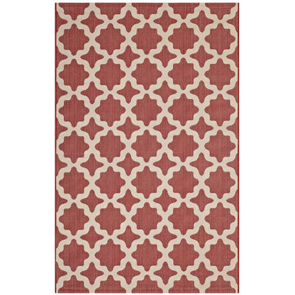 Cerelia Moroccan Trellis 5x8 Indoor and Outdoor Area Rug, Fabric, Multi Red 14935