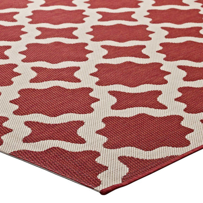 Cerelia Moroccan Trellis 5x8 Indoor and Outdoor Area Rug, Fabric, Multi Red 14935