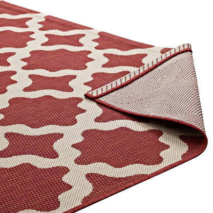 Cerelia Moroccan Trellis 5x8 Indoor and Outdoor Area Rug, Fabric, Multi Red 14935