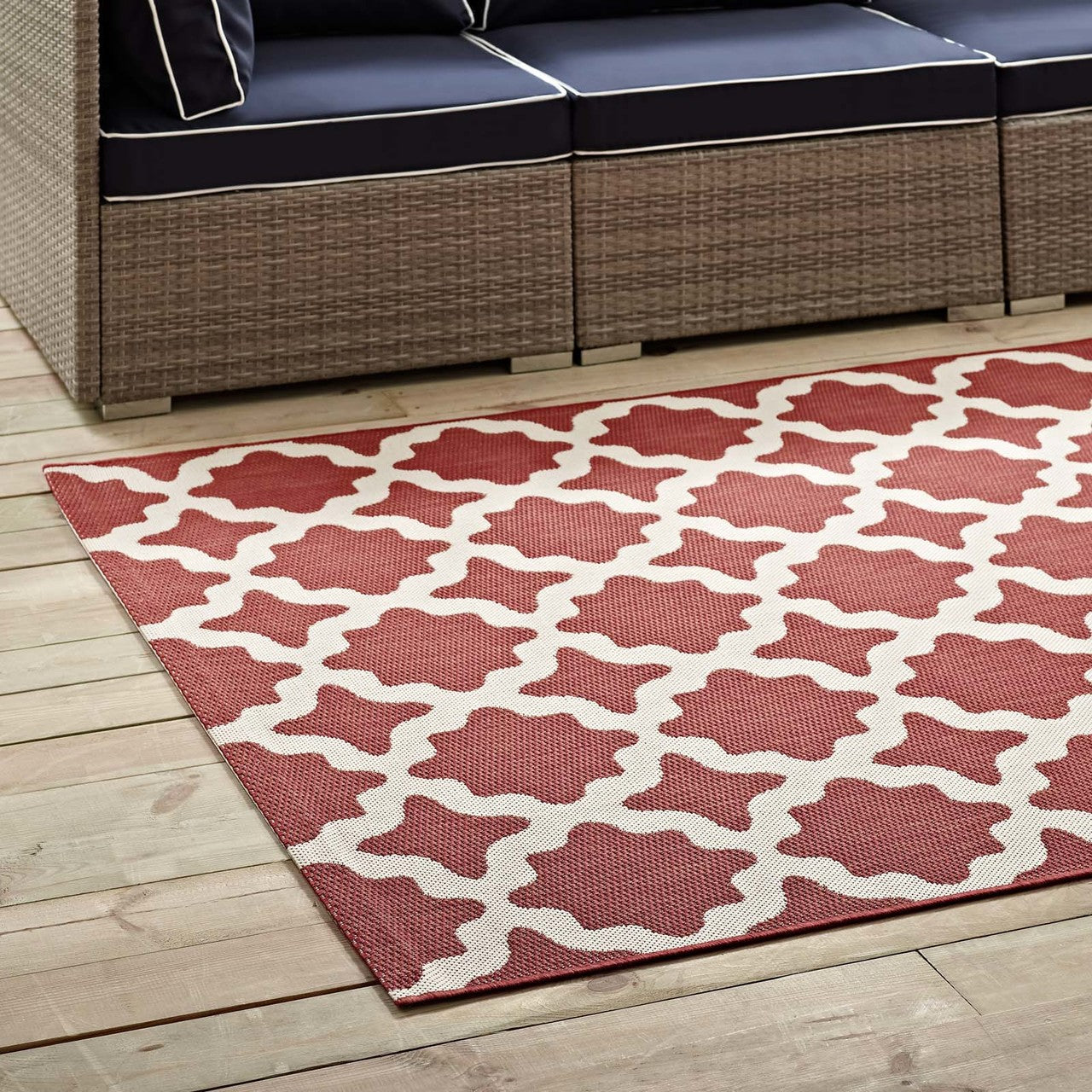 Cerelia Moroccan Trellis 8x10 Indoor and Outdoor Area Rug, Fabric, Multi Red 14936
