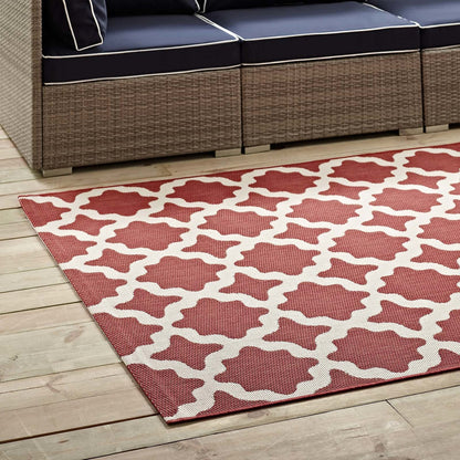 Cerelia Moroccan Trellis 8x10 Indoor and Outdoor Area Rug, Fabric, Multi Red 14936