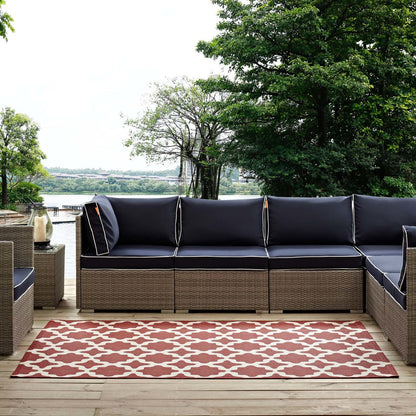 Cerelia Moroccan Trellis 8x10 Indoor and Outdoor Area Rug, Fabric, Multi Red 14936