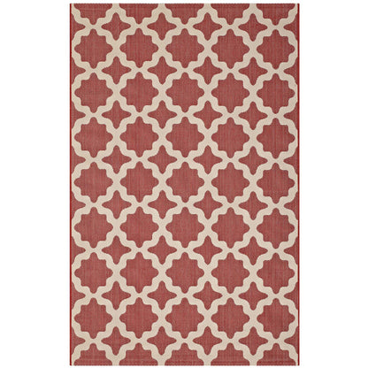 Cerelia Moroccan Trellis 9x12 Indoor and Outdoor Area Rug, Red Beige, 23100