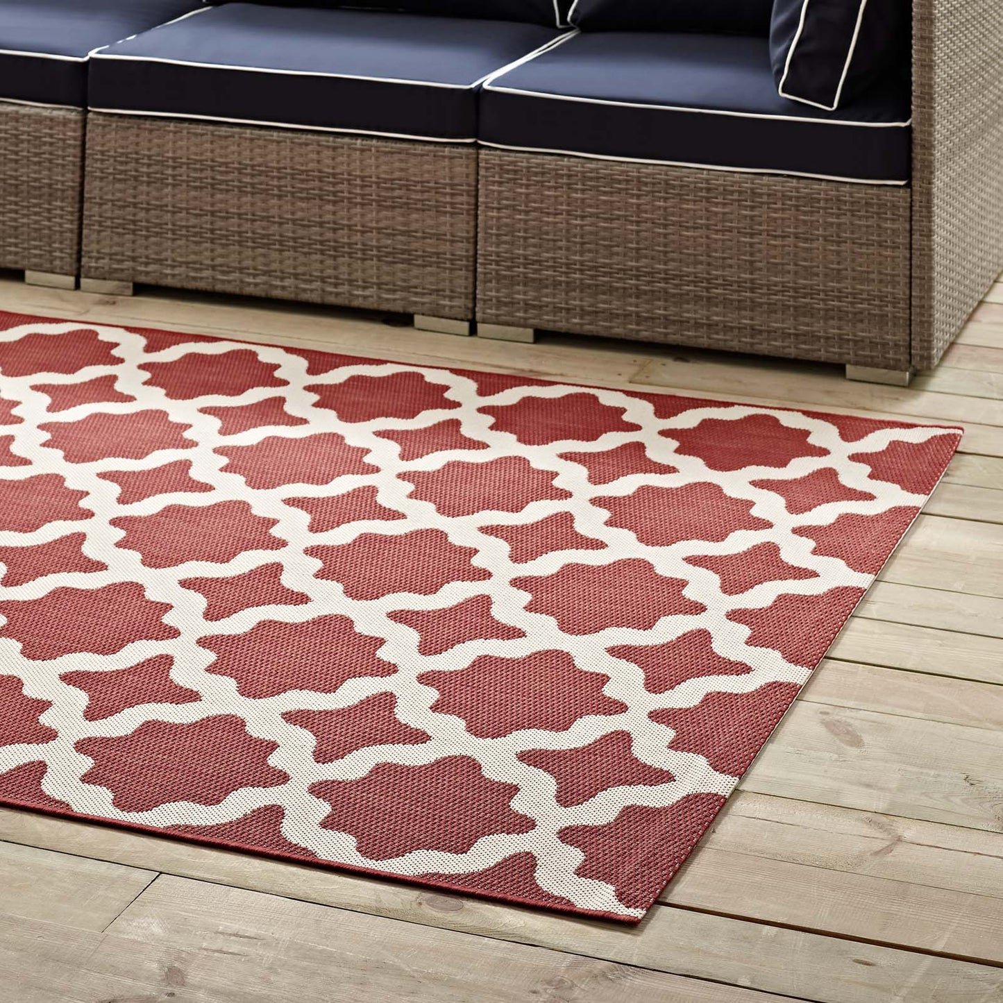 Cerelia Moroccan Trellis 9x12 Indoor and Outdoor Area Rug, Red Beige, 23100