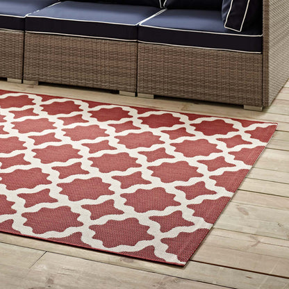 Cerelia Moroccan Trellis 9x12 Indoor and Outdoor Area Rug, Red Beige, 23100