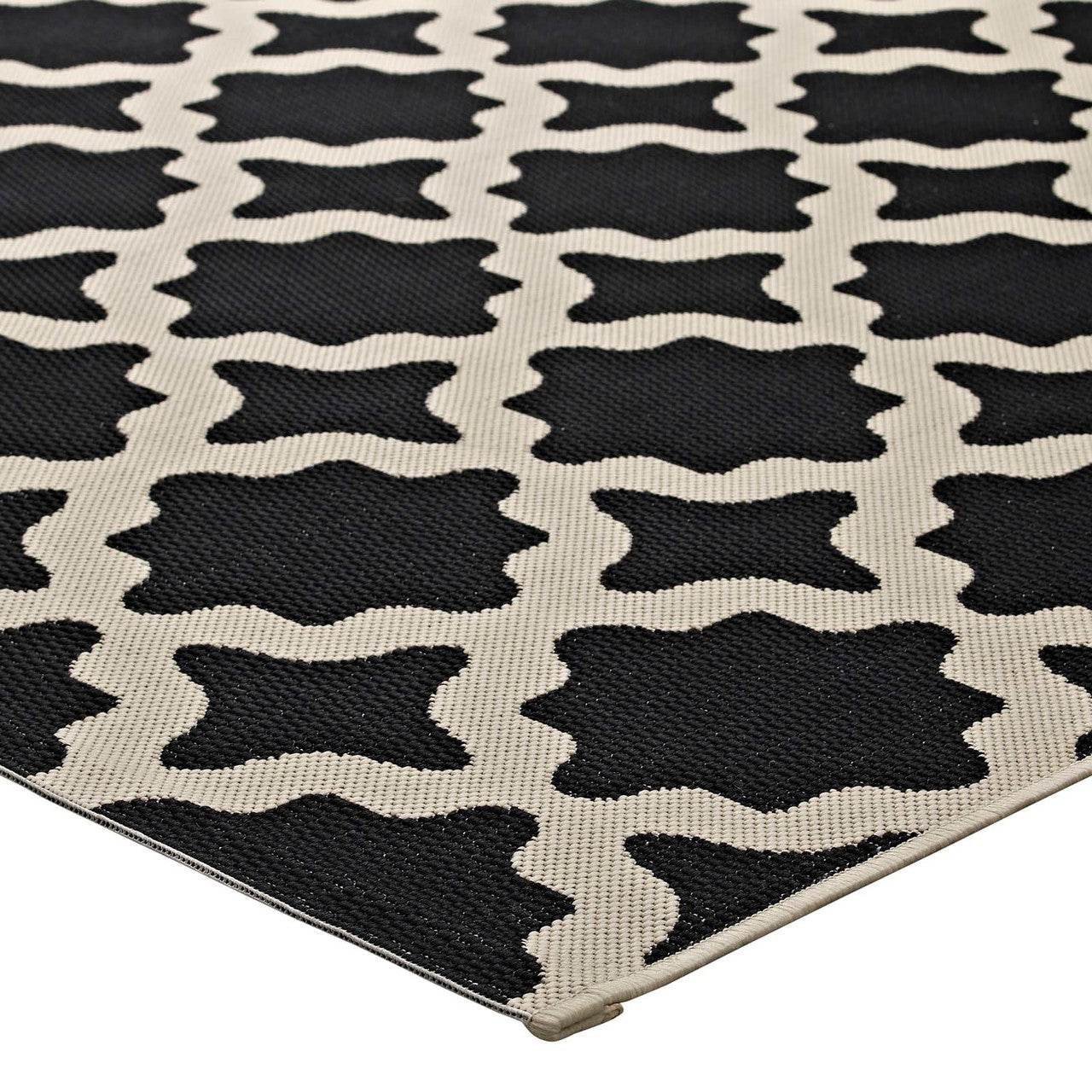Cerelia Moroccan Trellis 5x8 Indoor and Outdoor Area Rug, Fabric, Multi Black 14937