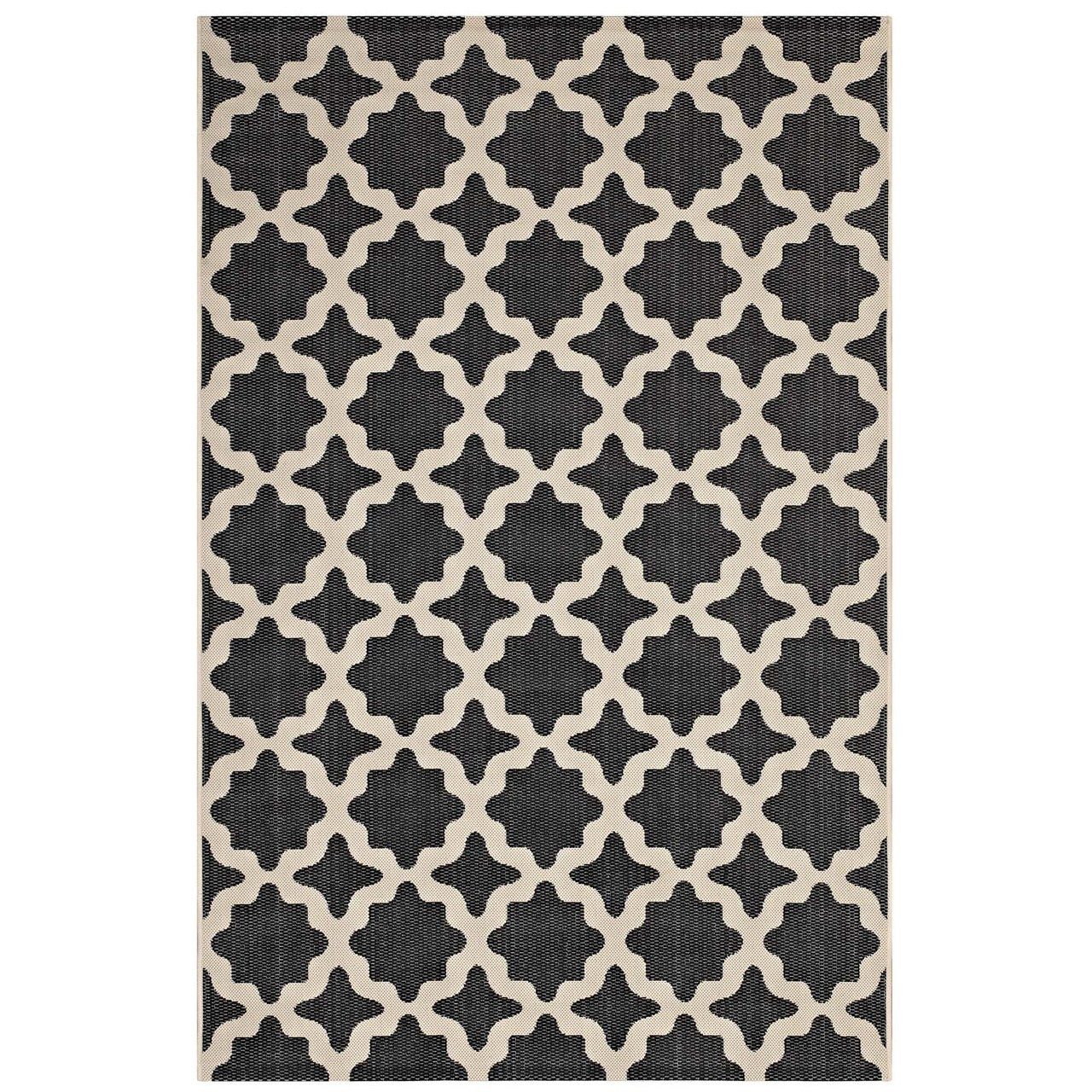 Cerelia Moroccan Trellis 8x10 Indoor and Outdoor Area Rug, Fabric, Multi Black 14938