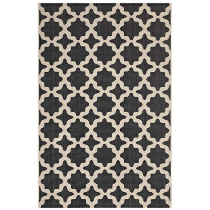Cerelia Moroccan Trellis 8x10 Indoor and Outdoor Area Rug, Fabric, Multi Black 14938