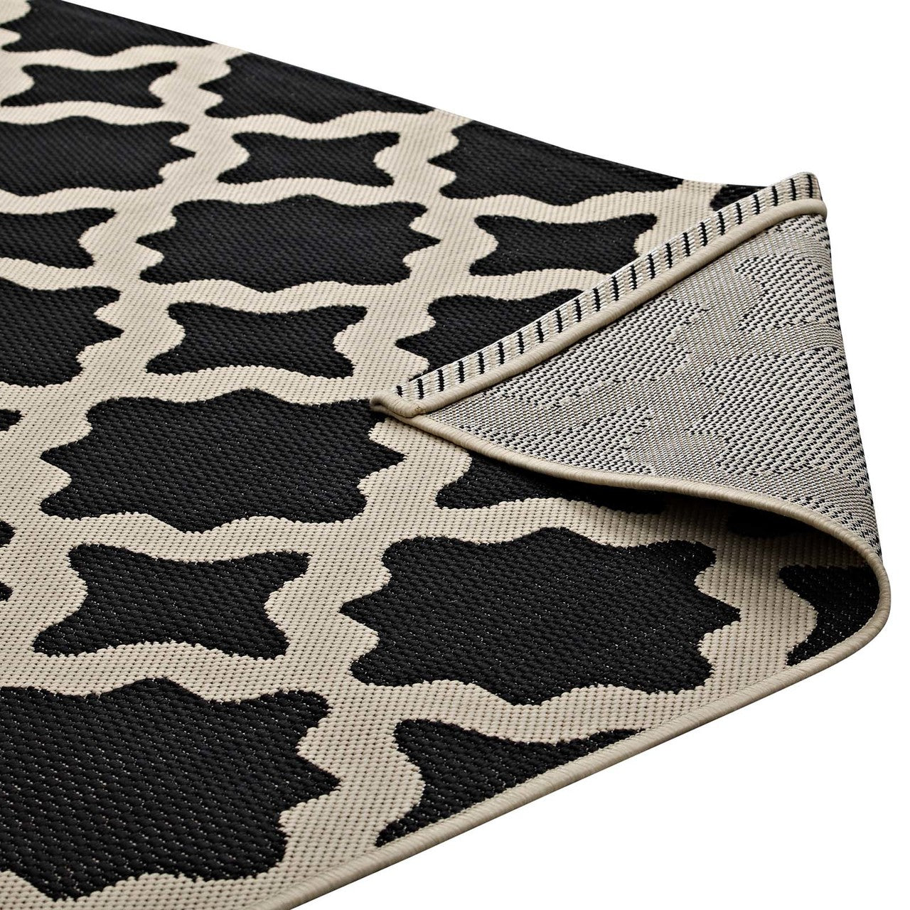 Cerelia Moroccan Trellis 8x10 Indoor and Outdoor Area Rug, Fabric, Multi Black 14938