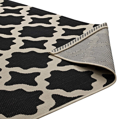 Cerelia Moroccan Trellis 8x10 Indoor and Outdoor Area Rug, Fabric, Multi Black 14938