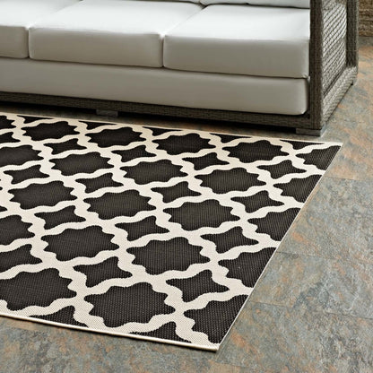 Cerelia Moroccan Trellis 8x10 Indoor and Outdoor Area Rug, Fabric, Multi Black 14938