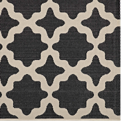 Cerelia Moroccan Trellis 9x12 Indoor and Outdoor Area Rug, Black Beige, 23102