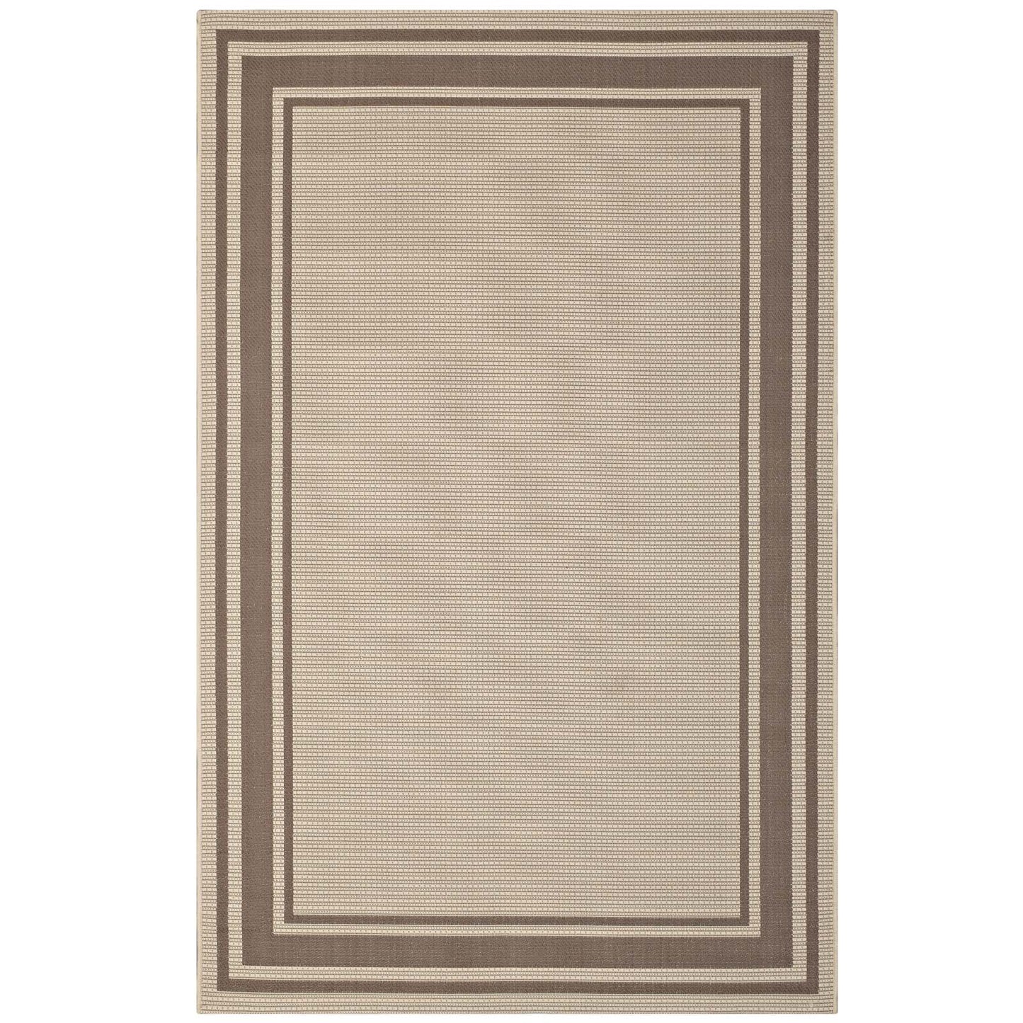 Rim Solid Border 4x6 Indoor and Outdoor Area Rug, Beige, 23103