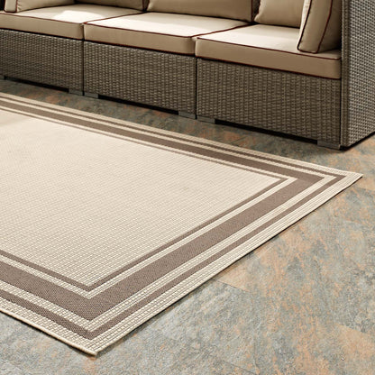 Rim Solid Border 4x6 Indoor and Outdoor Area Rug, Beige, 23103