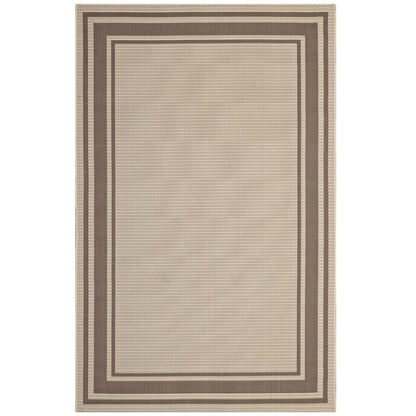 Rim Solid Border Borderline 5x8 Indoor and Outdoor Area Rug, Fabric, Multi Beige 14939