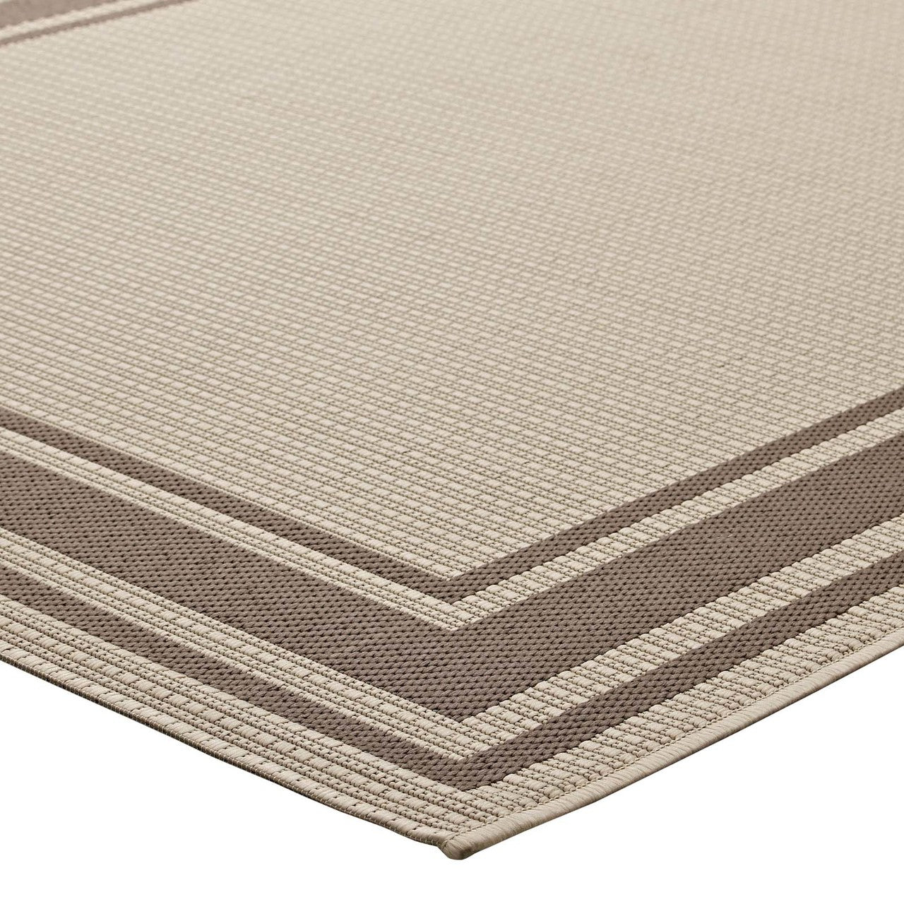 Rim Solid Border Borderline 5x8 Indoor and Outdoor Area Rug, Fabric, Multi Beige 14939