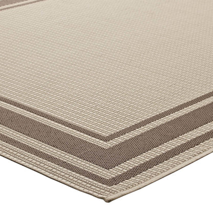 Rim Solid Border Borderline 5x8 Indoor and Outdoor Area Rug, Fabric, Multi Beige 14939