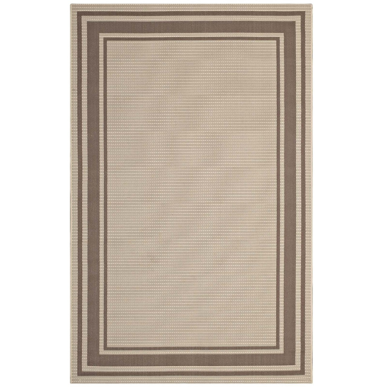 Rim Solid Border Borderline 8x10 Indoor and Outdoor Area Rug, Fabric, Multi Beige 14940