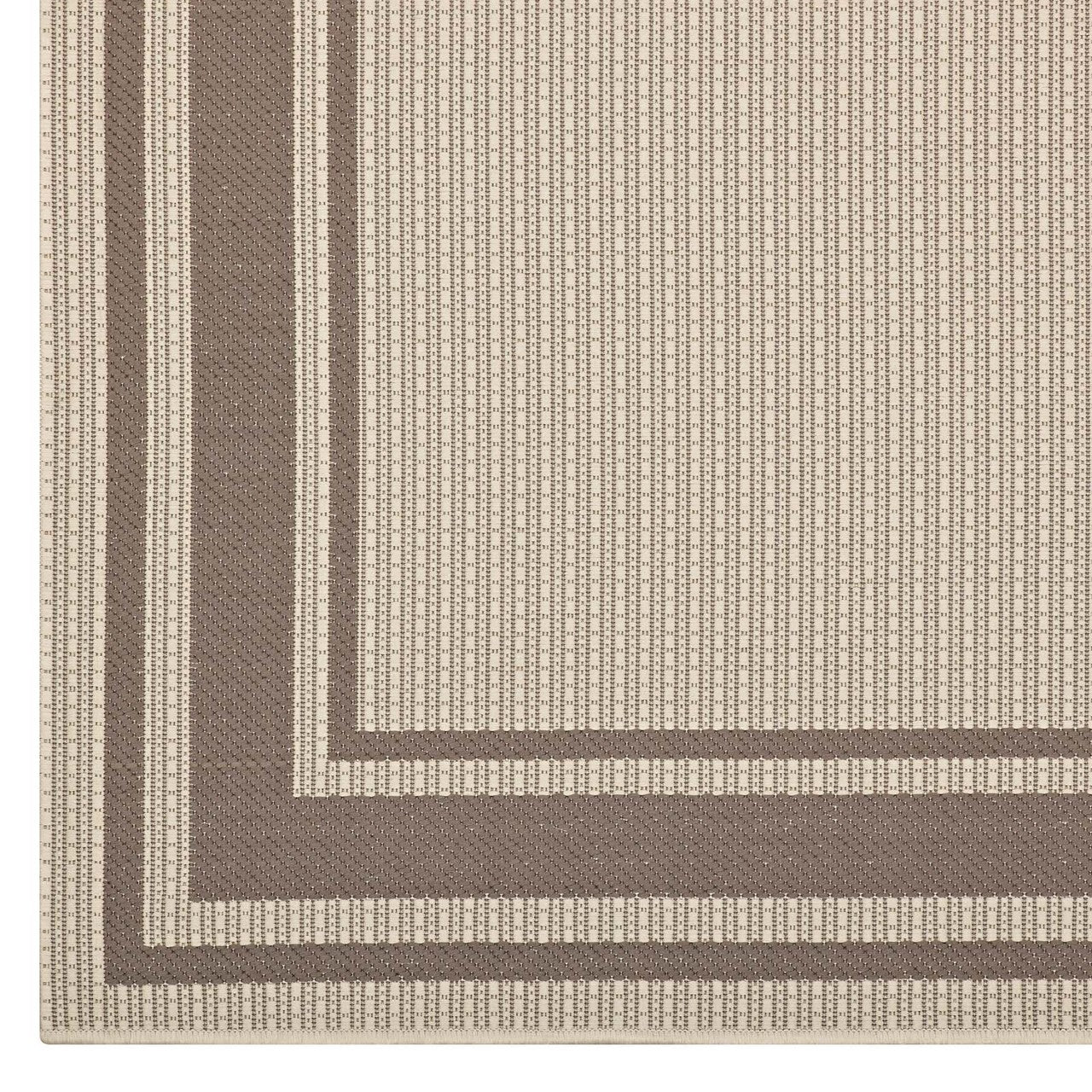 Rim Solid Border Borderline 8x10 Indoor and Outdoor Area Rug, Fabric, Multi Beige 14940