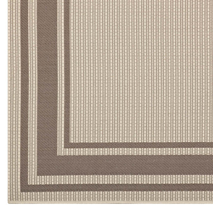 Rim Solid Border Borderline 8x10 Indoor and Outdoor Area Rug, Fabric, Multi Beige 14940