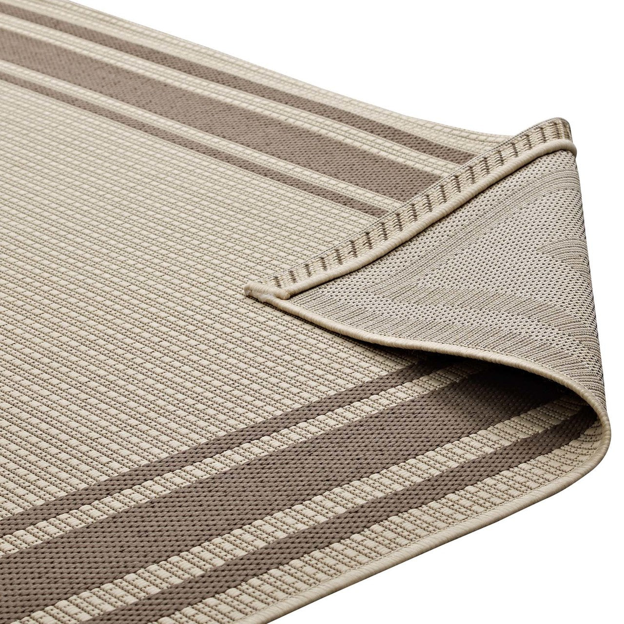 Rim Solid Border Borderline 8x10 Indoor and Outdoor Area Rug, Fabric, Multi Beige 14940