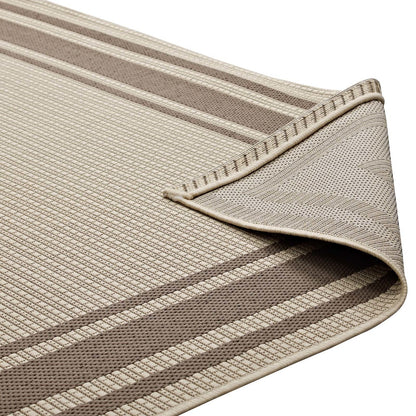 Rim Solid Border Borderline 8x10 Indoor and Outdoor Area Rug, Fabric, Multi Beige 14940