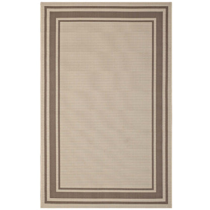 Rim Solid Border 9x12 Indoor and Outdoor Area Rug, Beige, 23104